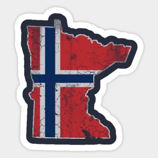 Minnesota Norwegian Flag Map Vintage Family Heritage Sticker